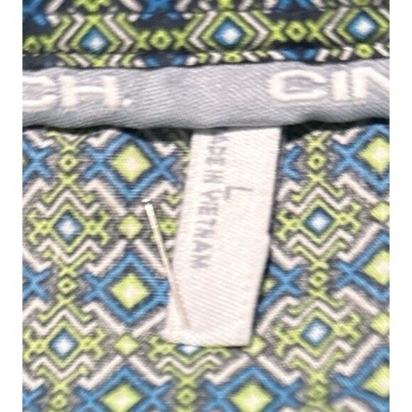 Cinch Women’s Large Western Button Up Shirt Blue Geometric Print Long Sleeve - Picture 3 of 4